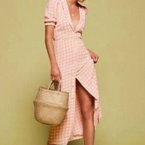 Reformation pink gingham maxi dress